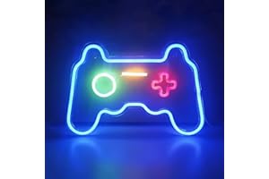 DMKYDM Plan lumineux de jeu - Manette de jeu - Lampes LED - Éclairage de salle de jeux - Décoration murale à suspendre - Pour garçon et chambre à coucher - Décoration de fête de jeu - 16" x 11"