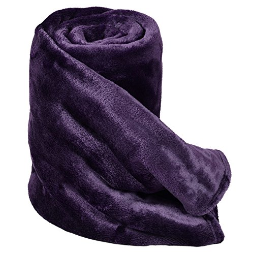 Micro-Pro Deluxe Purple Fleece Blanket Soft Cashmere Touch Home Sofa Bed Throw 130x160cm