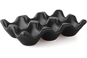 Norhogo 1 pz 6 griglia porta uova in ceramica porcellana vassoio uova, set cucina, ristorante, frigorifero, conservazione, accessori decorativi in ceramica vassoio per uova in porcellana per casa nero