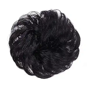 CQLEK 1 PCS Messy Bun Hair Piece Hair Extension With Elastic Rubber Band Hairpiece Synthetic Hair Scrunchies Hair Piece for Women Girls (Black)