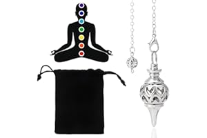 VURYAPI Pendolo a Cono in Rame Metallo per Divinatorio Radiestesia Esoterismo Divinazione Pendolino Egiziano(Argento
