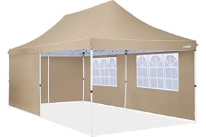 COBIZI Pop up Gazebo 3m x 6m with 4 Removable Sides, Event Shelter Tent with a Carry Bag for Parties, Wedding & Business, Waterproof Garden Gazebo with Upgraded Metal Frame, UV 50+ (Khaki)