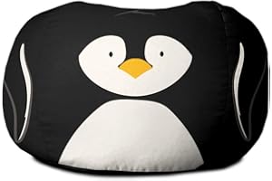 rucomfy Beanbags Kids Animal Printed Bean Bag Chair. Pre Filled Safe Toddler Bedroom Seat Comfy Children Playroom Furniture Decor. Machine Washable (Penguin, Small, Beanbag Only)