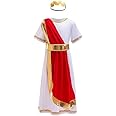 Lito Angels Ancient Roman Greek God Costume Fancy Dress Up Outfits Set with Laurel Headband for Kids Boys Age 5-11 Years