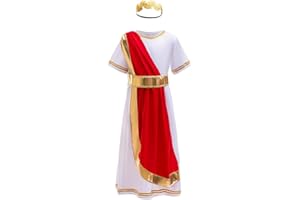 Lito Angels Ancient Roman Greek God Costume Fancy Dress Up Outfits Set with Laurel Headband for Kids Boys Age 5-11 Years