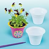 65 mm de alto. Baker Ross- Macetas para Flores Para Colorear y Decorar (Pack de 10). Manualidades Creativas para Niños Fiestas de Primavera y Verano