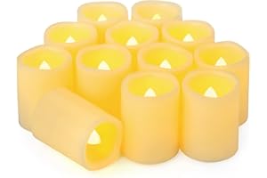 Yakpo 12 Pack 5cm Flameless Flickering Battery Operated LED Votive Candles, Electric Fake Votive Tea Light, LED Flameless Tealight Candle for Wedding Christmas Halloween Home Party Table Decorations