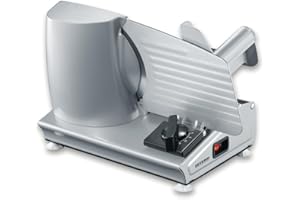 SEVERIN Trancheuse universelle 180 W, Trancheuse électrique pour découpe fine comme épaisse, Trancheuse à jambon, pain, fromage, avec lame en inox, AS 3915, Argenté