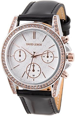 David Lenox dual tone women's watch with real leather strap  style DL0228