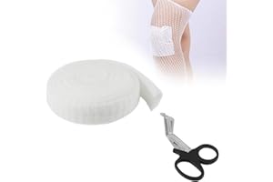 TUKNN Red Elástica Vendaje, Vendaje Elástico Vendaje Tubular, Venda de Malla Tubular Venda de Malla Tubular Elástica, Heridas Vendaje Banda Fija Elástica Ayuda de Emergencia, con 1 Tijeras Médicas