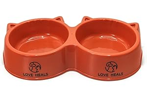 LOVE HEALS Ciotola per Gatti | Ciotole per Acqua e Croccantini per Gatto | Doppia Ciotola per Animali Domestici di Taglia Piccola e Media