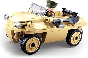 Sluban Klemmbausteine SL95561, WWII - pojazd amfibiczny (103 części) [B0690], zestaw do zabawy, klocki zaciskowe, żołnierze, z figurką do gry, Army WWII, M38-B0690, wielokolorowy