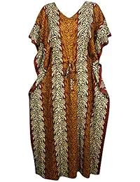 Indiatrendzs Women's Kaftan Cotton Printed Nightwear Nighty Free Size