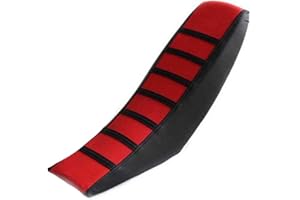 Zchui Housse de Selle de Moto Tout-Terrain Universelle en PVC Souple Durable antidérapant rayé Coussin épais pour Moto Hors-Route Yamaha pour Honda, Rouge