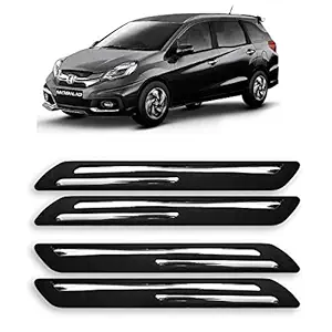 AARTRI Presenting Car Bumper Protector Guard for Honda Mobilio with Rust Proof Double Chromium Strip (Black Set of 4-Pcs)