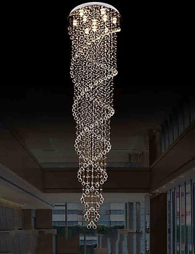 ShangYi LED Ceiling Chandeliers Lighting Pendant Light Lamp Fixtures with K9 Clear Crystal Double Spiral D70CM H200CM CE FCC UL , cool white-220-240v