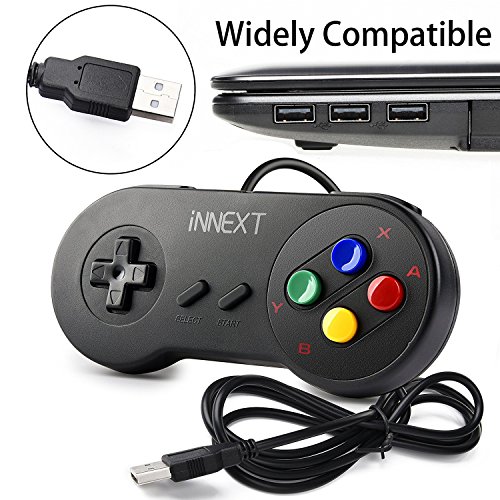iNNEXT 2x Nueva Retro USB para S  per SNES controlador Mando de juegos Controller para PC   Mac