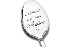 ZALINGO Regali per Ragazza/Donne Cucchiaio da tè in acciaio inossidabile Inciso con La fortuna è averti come Amica Cibo Dessert Cucchiaio da caffè, Regalo per Sorella Best Friend Bestie