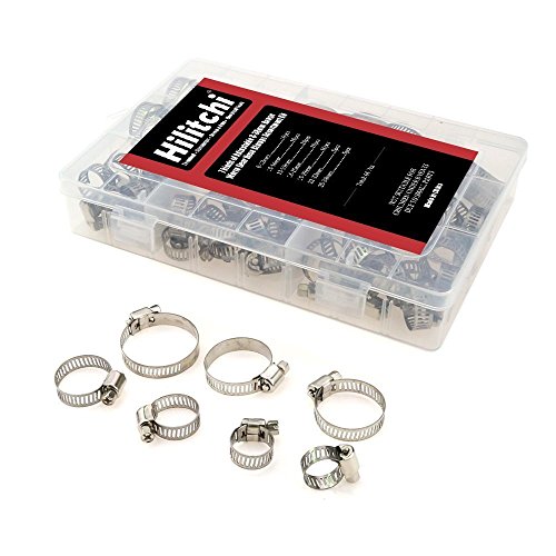 hilitchi 60 Stück verstellbar 8–38 mm Range Edelstahl Worm Gear Schlauchschellen Sortiment Kit - 5