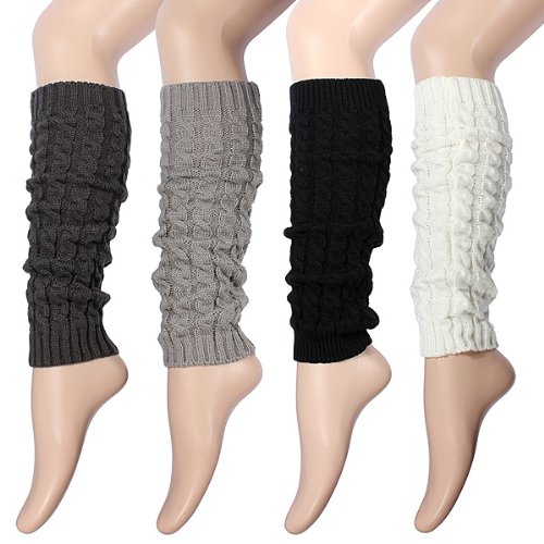 Wilotick Invierno Tejer Ganchillo Mujer Chica Rodillera Alto Calentadores klobig Cable Boot Puños Tejer Calcetines Tobillo  Rodillera Negro