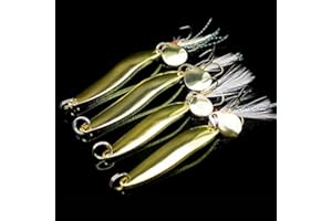 OriGlam 4 esche da pesca in metallo, cucchiaini da pesca affondanti, cucchiaini in metallo, esche da nuoto, esche da jigging, cucchiaini da pesca, esche rigide per luccio, salmone, spigola
