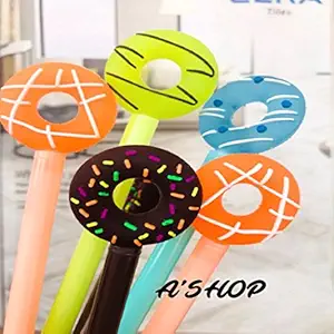 ASHOP Cute & Attractive BLACK INk Gel Pens with Donut Eraser. Donut pens of 0.38 mm for School going kids, children, girls, boys(Set of 6 Pens).