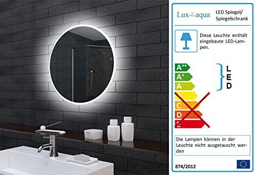 Badezimmerspiegel Badspiegel Wandspiegel LED Beleuchtung Rund 60cm MLE6602