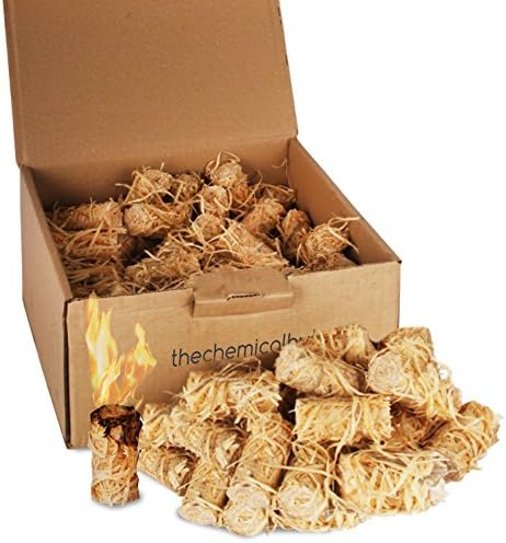 The Chemical Hut 200x (2boxes) Natural Long Lasting Wood Wool Eco Firelighters for Open Fires, Stoves, Chimineas Kiln Dried Wax Dipped for Easy Lighting