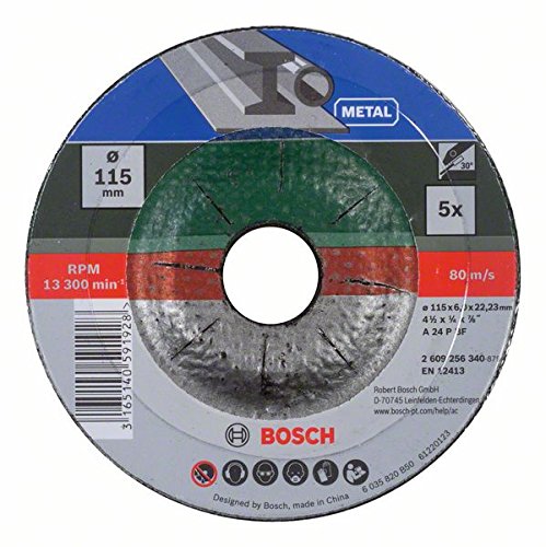 Bosch DIY Schruppscheibe Metall für Winkelschleifer (5 Stück, Ø 115 mm)