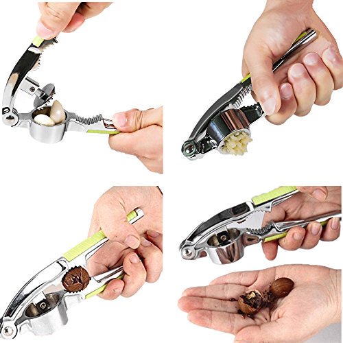 2 in 1 Edelstahl Knoblauchpresse Küchenzubehör Knoblauchschneider Garlic Press Knoblauch Breche Nussknacker Ingwer Presser - 3