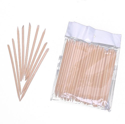 100pcs Nail Art Design Orange Wood Stick Cuticle Pusher Remover Manicure Care