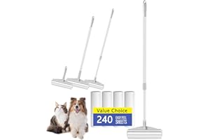3H-LIFESTYLE Large Sticky Roller, 24CM Large Lint Rollers Set for Clothes, Sofa, Bed and Carpet, Long Handle Lint Roller for Pet hair, Cat Hair, Dog Hair, Dust, 240 Sheets