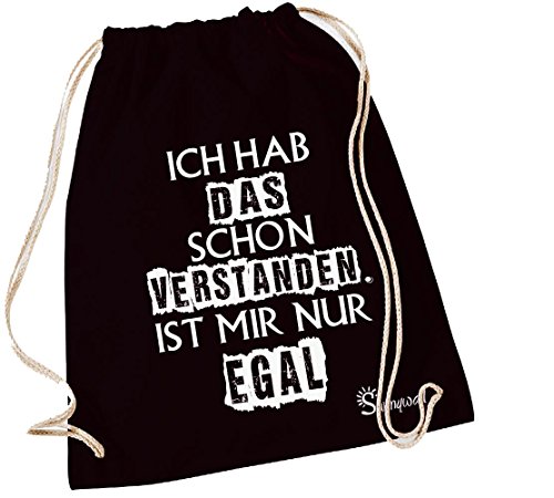 Turnbeutel mit Spruch | verschiedene Sprüche & Designs auswählbar | Schwarz | Rucksack | Jutebeutel | Sportbeutel | Rucksackbeutel | Sunnywall®