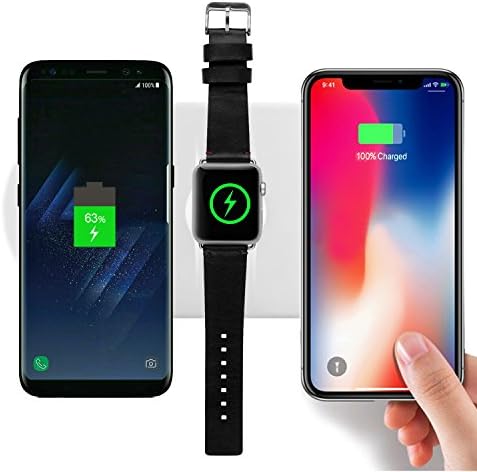 yuqico Wireless Charger, 3 in 1 Qi Wireless Charging Pad for for Apple Watch Series 3/2 and iPhone 8/iPhone X/Samsung Note 5/S7/S7 edge (3 in 1)