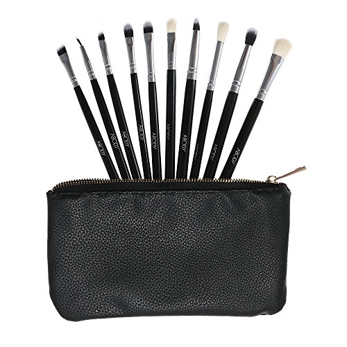 Abody 10St Augenpinsel Set Make-Up Pinselset Kosmetik zum Auftragen von Augen mit Schwarzer Tasche - 7