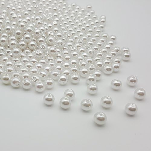 AiFanS 1LB(Approx 4100pcs) 6mm White Loose Pearl Beads for Vase Fillers or Jewelry Making