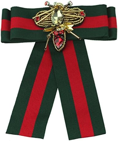 Women Beaded Handmade Brooches Ladies Fashion Minimalist Fashion Boutonniere Girl Bow Bow Tie Accessories,Red+Green-OneSize