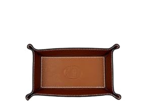 FrasiBags Vide Poche en Cuir Véritable - Vide Poche Entree - Plateau de Rangement Rectangulaire Pratique pour Montres, Clés, Pièces de Monnaie et équipement de Bureau, Moyenne (Cuir/Marron)