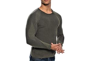 Leif Nelson Strickpullover Herren Rundhals - Dünner Männer Strick Pullover für Winter & Sommer - Coole Crewneck Männer Pullover mit Rundkragen