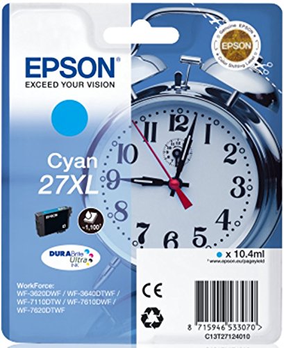 Epson Original T2712 Tinte, Wecker, wisch- und wasserfeste XL (Singlepack) cyan