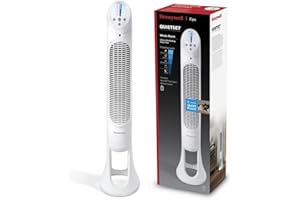 Honeywell QuietSet Whole Room Oscillating Tower Fan (5 Speed Settings, Oscillating 80°, Timer Function, Auto-Off Lights, Remote Control) HYF260