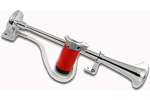 ARDILLION 12V 150 DB 42 CM BIG TRUMPET AIR COMPRESSOR HORN CHROME FOR TRUCK LORRY PICKUP TRAILER CAMPER MOTORHOME BUS VAN CAR 4x4