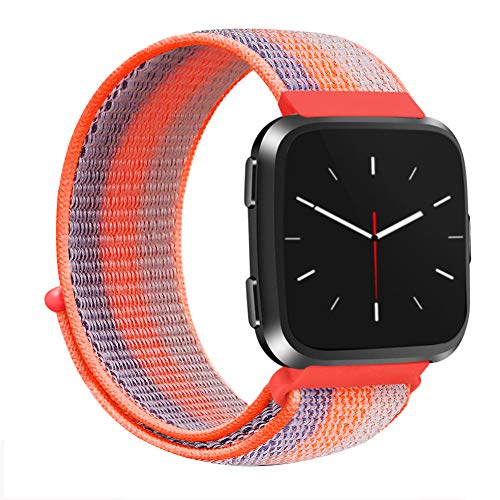 Preisvergleich Produktbild Bescita Mode Elegant Herren Damen Armband, Leichte Woven Nylon Armband Gewebte Verstellbarer Bügel Streifen Wasserdicht Magic Sticker Handgelenk für Fitbit Versa (A)