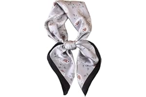 GIMIRO Foulard en Soie Polyester, 70 x 70 cm, Motifs Géométriques et Floraux, Style Élégant, Bandana pour Femmes