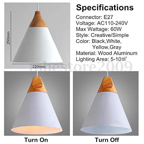 Generic E27 Holz Lampenschirm Anhänger für Hängeleuchte Decke Hängelampe Kronleuchter – Weiß - 4