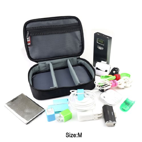 BUBM 3 Stücke Faltbare Kosmetiktasche Reisetasche Organisator Elektronisch Zubehör Tragetasche in Reise,Schwarz - 5