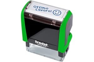 Trodat - Timbro Motivazionale Insegnanti e Maestre Scuola Primaria, Collezione Happy School, Testo Italiano, Impronta OTTIMO LAVORO, Colore Timbro Verde, Colore Inchiostro Blu, Dimensione Media