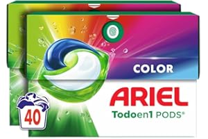 ARIEL PODS Todo en 1 Detergente Lavadora Liquido 40 Capsulas/Pastillas, Jabon Extra Cuidado del Color, Mas Color y Brillo, Limpieza Profunda