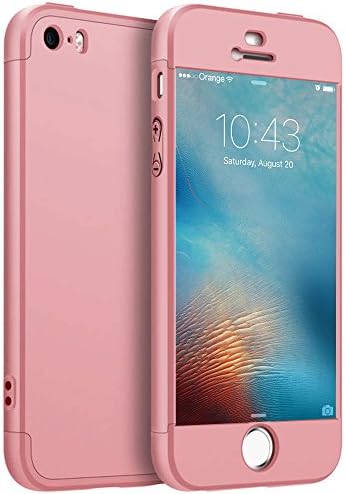 Compatible for iPhone 7 Plus Case 5.5 inch, LCHULLE 360 Degree Fully Protective 3 in 1 PC Case, Ultra Slim Shockproof with Rose Gold Color Coated Surface Case Cover for iPhone 7 Plus