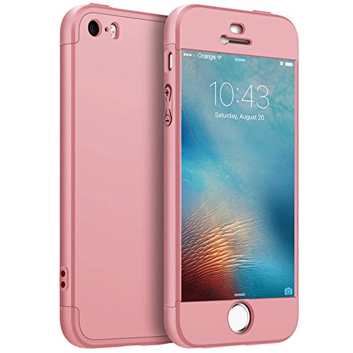 Compatible for iPhone 7 Plus Case 5.5 inch, LCHULLE 360 Degree Fully Protective 3 in 1 PC Case, Ultra Slim Shockproof with Rose Gold Color Coated Surface Case Cover for iPhone 7 Plus